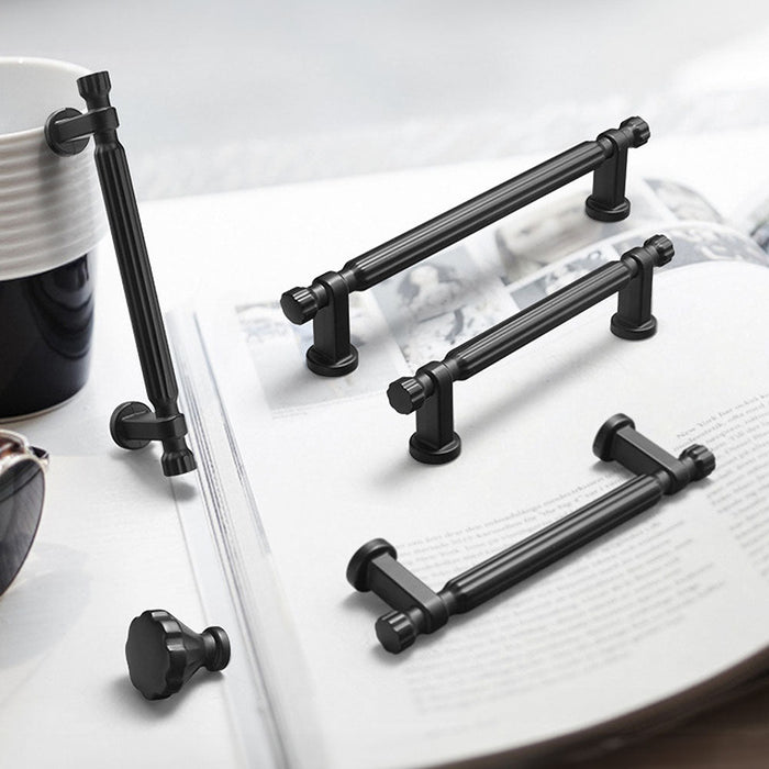 Modern T-Bar Black Cabinet Handles