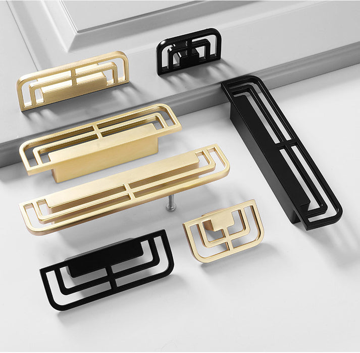 Gold geometric pull, decorative cabinet knobs