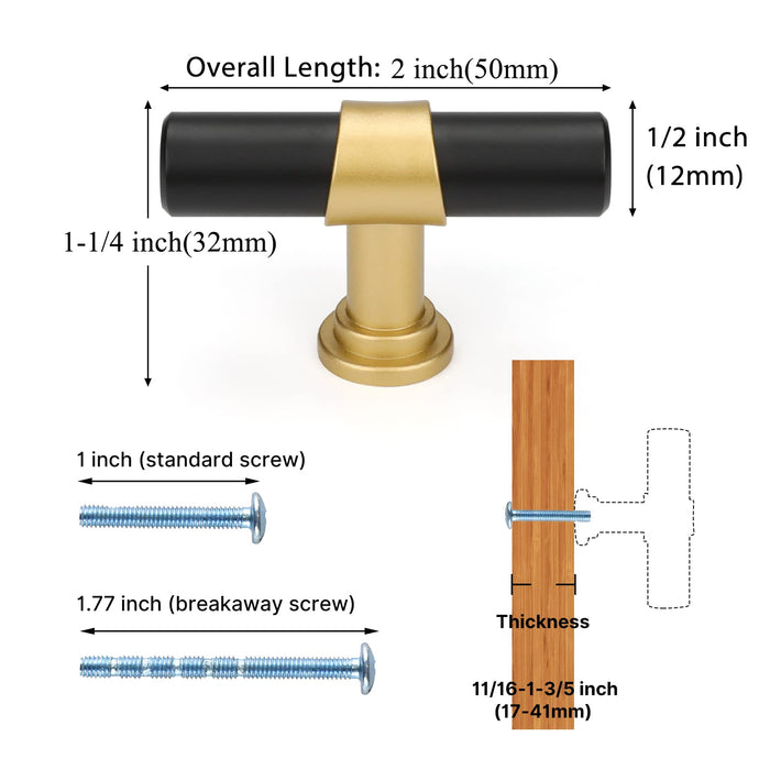 Black&Gold Cabinet Handles Kitchen Cabinet Hardware