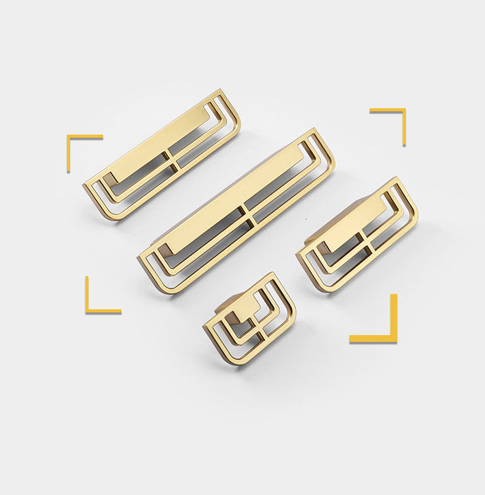 Gold geometric pull, decorative cabinet knobs