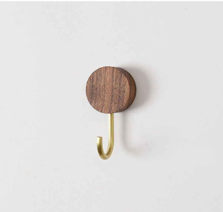 Black Walnut & Brass Wall Hooks Solid Wood Coat Hangers