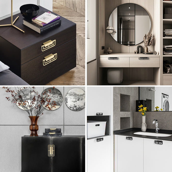 Gold geometric pull, decorative cabinet knobs