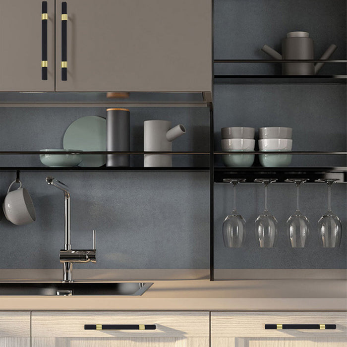 Nordic Black Mesh Knurled Brass Handle Simple Cabinet Wardrobe Pulls