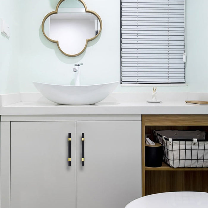 Nordic Black Mesh Knurled Brass Handle Simple Cabinet Wardrobe Pulls