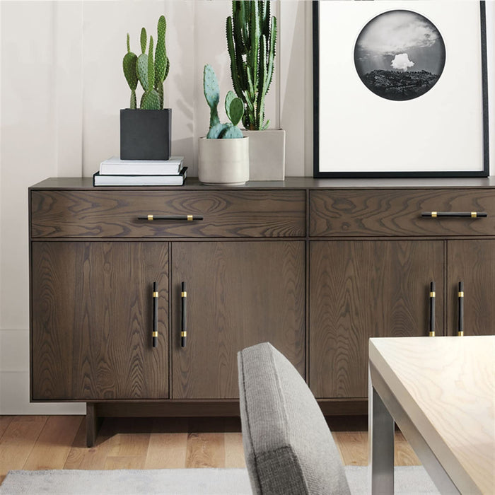 Nordic Black Mesh Knurled Brass Handle Simple Cabinet Wardrobe Pulls