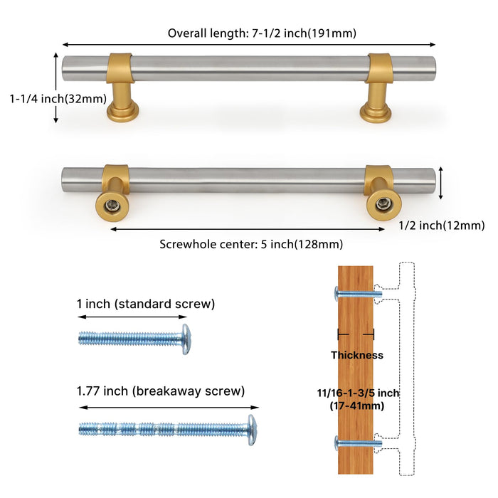 Black&Gold Cabinet Handles Kitchen Cabinet Hardware