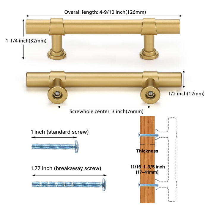 Black&Gold Cabinet Handles Kitchen Cabinet Hardware