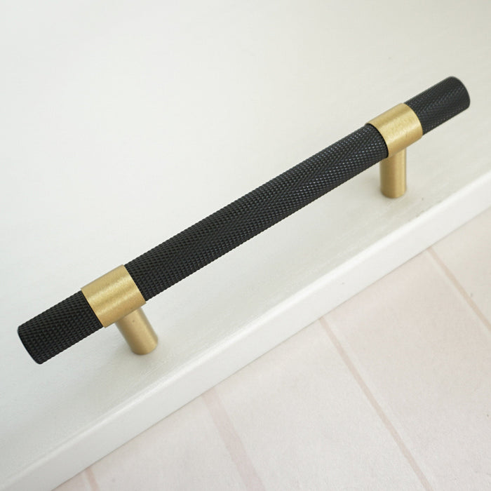 Nordic Black Mesh Knurled Brass Handle Simple Cabinet Wardrobe Pulls