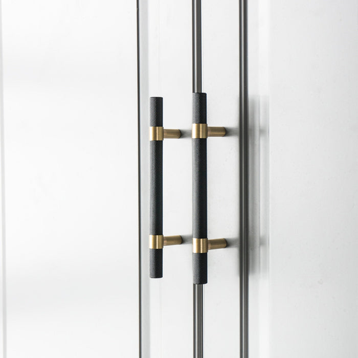 Nordic Black Mesh Knurled Brass Handle Simple Cabinet Wardrobe Pulls
